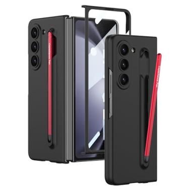 Imagem de Clatoxi Capa para Samsung Galaxy Z Fold 5 com suporte para S Pen & S Pen e protetor de tela integrado, à prova de choque, anti-impressão digital, capa fina para Z Fold 5 (caneta preta + vermelha)