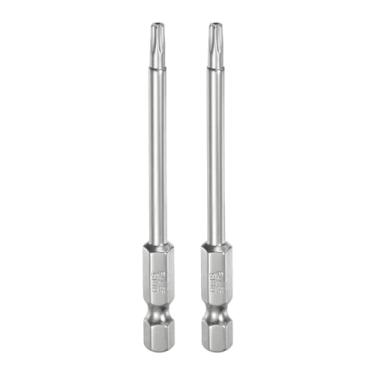 Imagem de HARFINGTON 2 peças T15 Bit Torx de segurança 1/10.2 cm haste sextavada 7,6 cm de comprimento S2 aço magnético resistente à adulteração, chave de fenda Torx cabeça Torx com furo para brocas de chave de