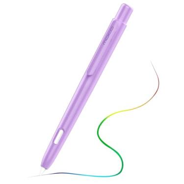 Imagem de Capa MoKo de suporte compatível com Apple Pencil 2ª geração, capa protetora retrátil para Apple Pencil com clipe resistente, capa rígida para Apple Pencil, suporta toque duplo, roxo