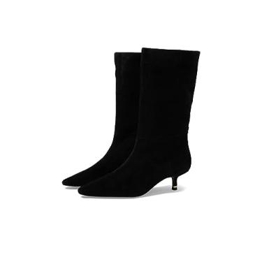 Imagem de Kenneth Cole Bota feminina Meryl de couro sintético, bico amêndoa, cano médio, Camurça preta, 35