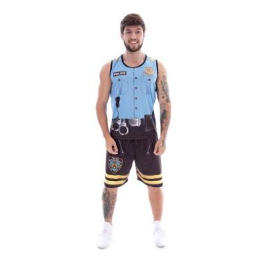 Imagem de Fantasia Policial Regata Masculino Carnaval Adulto - Fantasia Bras, G