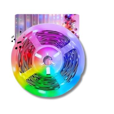 Imagem de Fita Led 10m Usb 5v Pisca Rgb Inteligente C/controle Via App