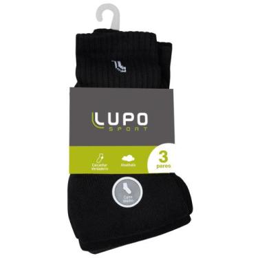 Imagem de Kit 3 Pares de Meia Soquete Cano Médio Lupo 3245 Pretas., M, Preto, Ho