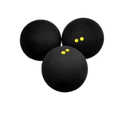 Imagem de DAMEINV 3 bolas de squash de bolinhas amarelas duplas com logotipo personalizado profissional de alta elasticidade resistente para brincar para treinamento e prática