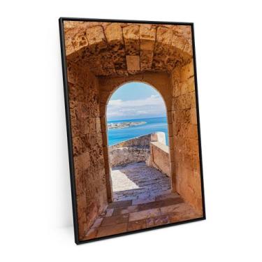 Imagem de Quadro Observando O Mar Janela Masmorra Pequeno 90x60 Cm - Bimper Quad