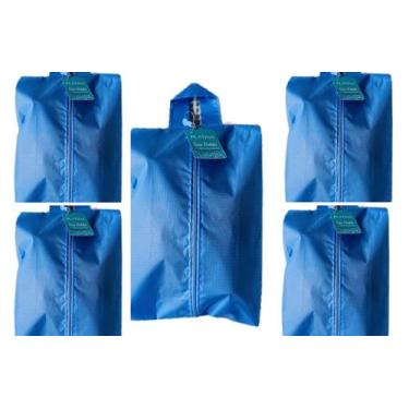 Imagem de 5 Bolsas Porta Sapato Viagem Nécessaire Tenis Calçado Roupa Mochila Az