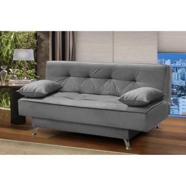 Imagem de sofá cama 1,80m Pietra Suede Cinza Kaleo Decor