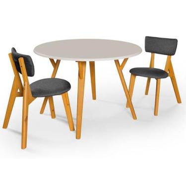 Imagem de Conjunto Sala de Jantar 2 Cadeira Mesa Redonda 90cm - Essencial Estofa
