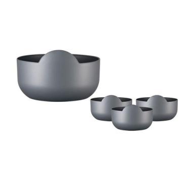 Imagem de Kit 4 Super Bowl Prata 475Ml Plástico Premium - Bb Store