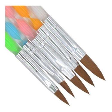 Imagem de Kit 5 Pinceis Porcelana 2 4 6 8 10 Unhas Acrigel Pincel - Mr Vendas