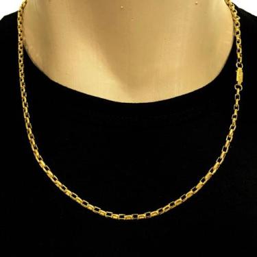 Imagem de Corrente Colar Tijolinho 3mm Cordão Masculino Banho Ouro 18k - ALRA SE