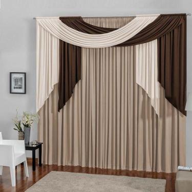 Imagem de Cortina Sala Alana Avelã 2,00m x 1,70m Malha Gel para Varão Duplo - Bo