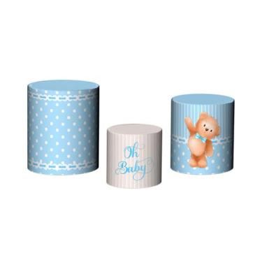 Imagem de Trio de Capas de Cilindro -  Ursinho Cute Azul Claro 034 - Via Cores