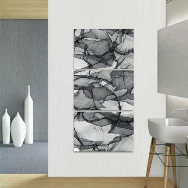 Imagem de Quadro Abstrato Design Moderno Preto e Branco Vertical - Loja Wall Fra