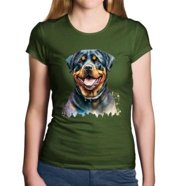 Imagem de Baby Look Algodão Cachorro Rottweiler - Foca na Moda, Musgo, GG