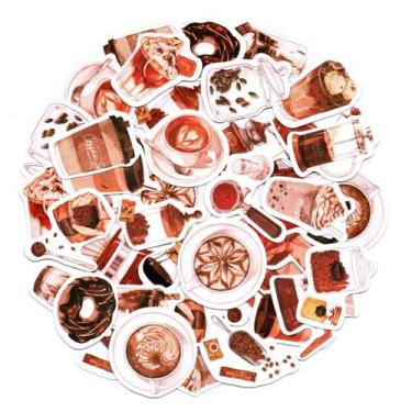 Imagem de Adesivos Decorativos Scrapbook Wash Planner 46 Peças Coffee - Doce Ter