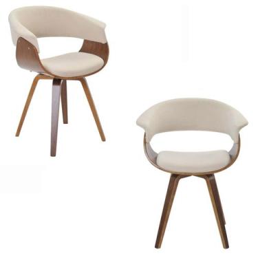Imagem de Kit 2 Cadeiras Betina Base Giratória Várias Cores - Rivatti, Creme