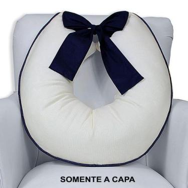 Imagem de Capa de Almofada Amamentação Piquet Com Laço - Laura Baby, Palha c/ Ma