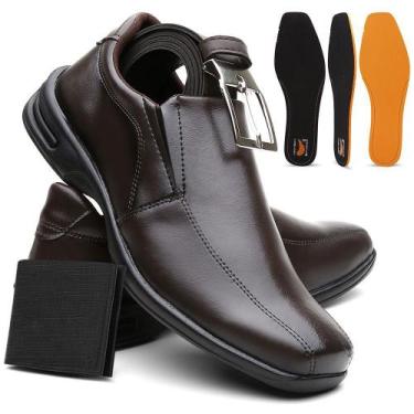 Imagem de Kit Sapato Masculino Confort Plus Leve E Macio + Cinto e Carteira - Lo