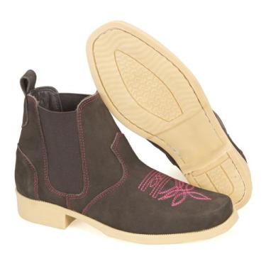 Imagem de Botina Country Feminina Cano Curto Marrom de Couro Butina - VWABOOTS, 