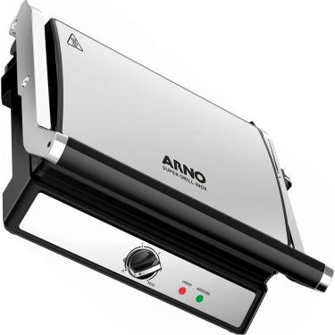 Imagem de Super Grill Arno Inox Antiaderente 1500W Abertura 180 Placas Dupla Função Coletor de Gordura