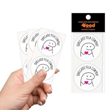 Imagem de 50 Etiquetas Adesivas  Obrigado Pela Compra  Flork  Adesivos Recebidos