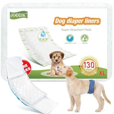 Imagem de JOCCIK Forros de Fraldas para Cães 130Ct Super Macios e Absorventes Almofadas de Reforço de Fraldas para Cães para Faixas de Barriga de Cães Masculinos Ou Fraldas para Cães Femininos(X-Grande, 130 Uni