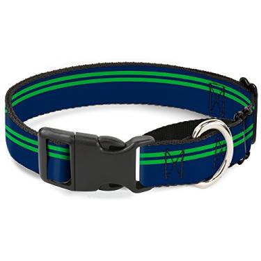 Imagem de Buckle-Down Coleira para cães Martingale - listra de corrida azul marinho/verde brilhante - 3,8 cm de largura - serve para pescoço de 41-58 cm - média