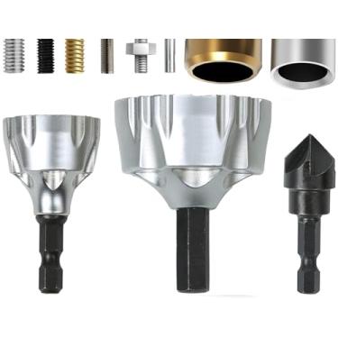 Imagem de QUICKLO Ferramenta de chanfro de carboneto de tungstênio 1/20.3 cm a 1-7/40.6 cm com broca escareadora 1/20.3 cm a 5/20.3 cm, removedor de rebarbas de chanfro de carboneto de tungstênio para parafusos