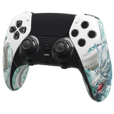 Imagem de PlayVital Anti-Skid Sweat-Absorbent Grip for PS5 Edge Wireless Controller - Textured Soft PU Handle Protector, Jade Dragon-Cloud Dominator