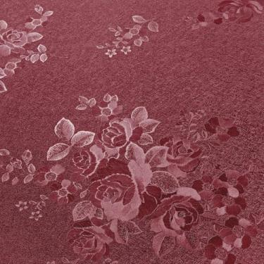 Imagem de VEELIKE Papel de Parede Vermelho Escuro com Flores em Relevo, 40 x 395 cm, Papel de Contato Vermelho Autoadesivo para Gavetas de Armários