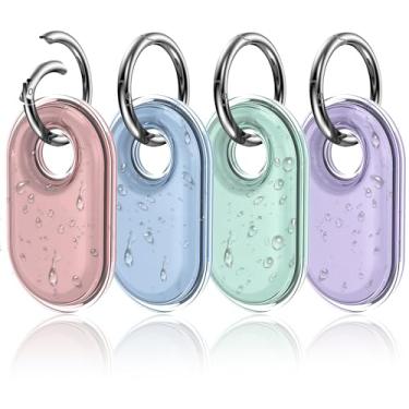 Imagem de SZJCLTD Capa para Samsung Galaxy SmartTag2 com chaveiro, pacote com 4 capas de TPU à prova d'água IPX8 para Galaxy Smart Tag 2 com chaveiro para chaves, carteira, bagagem, animais de estimação