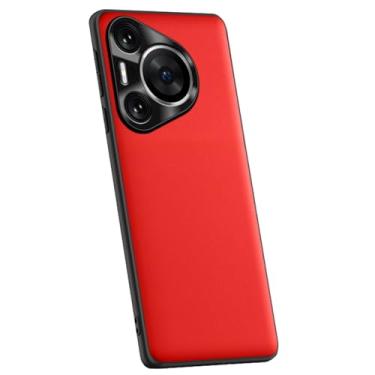 Imagem de HAO RIYLN Capa ultrafina para Huawei Pura 70 Ultra/70 Pro+/70 pro/70, capa de telefone de couro de luxo com proteção para câmera à prova de choque, vermelha, 70 Ultra