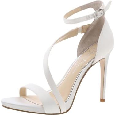 Imagem de Jessica Simpson Rayli 2 Sandálias femininas de bico aberto para noite, Branco, 38