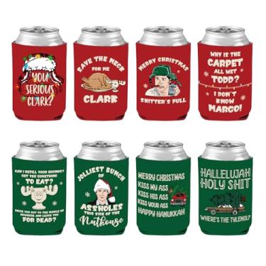 Imagem de Cheroloven decorações de férias de natal, 8 peças de mangas mais frias de lata de natal engraçadas, capas de lata reutilizáveis ​​de 12 onças para bebidas de cerveja, presentes de produtos d