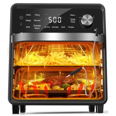 Imagem de Nuwave X Chef Todd Conjunto de forno inglês Air Fryer, grelha plug-in com aquecedores de bainha, sabor autêntico de carvão, novo sistema de convecção 2024, 2x mais uniformes, 100 predefinições, sonda