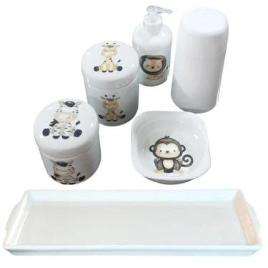 Imagem de Kit higiene bebê 6 pçs Safari - Tudo Porcelana TP Decorada - Genérico