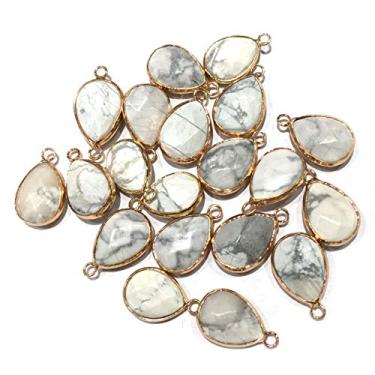 Imagem de Pingente de pedra natural, formato de gota de água facetado uiva semi pedra pingente para colar pulseira artesanato joias 10 peças 14 x 22 mm