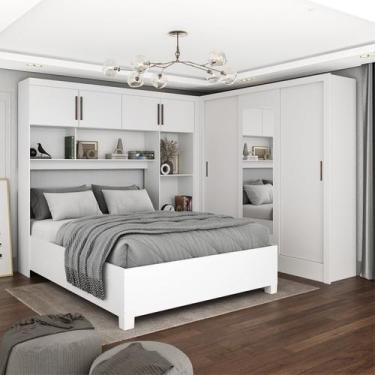 Imagem de Guarda-roupa Casal Modulado 4 Portas com Cama Santiago 3 Portas com Es