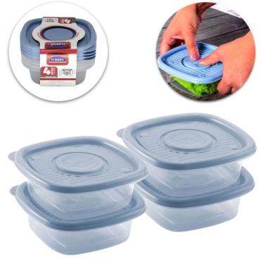 Imagem de Conjunto 4 Potes 400 Ml Para Alimentos Comida Frutas Doces - Plasútil