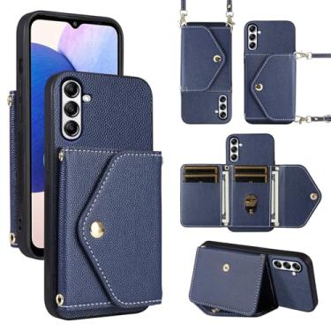 Imagem de Dibosom Capa carteira minimalista para Samsung Galaxy A55 5G com alça de ombro, bolsa flip fina e fina, suporte de cartão de crédito de couro PU acessórios para celular para A 55 55A A555G mulheres