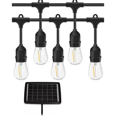 Imagem de Varal Solar 20 Lampadas 12 Metros Placa Solar LED Filamento Cordao Dec