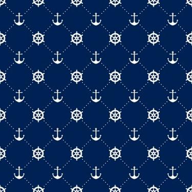 Imagem de Papel De Parede 3m Adesivo Timão Marinheiro Azul Âncora Quarto