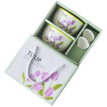 Imagem de Utensílios de mesa domésticos criativos personalizados, placa divisória de comida para uma pessoa para perda de peso fofa -, duas tigelas e duas colheres