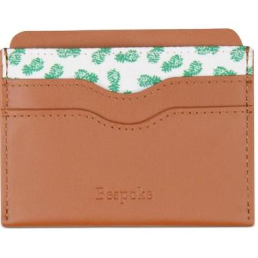 Imagem de Bespoke Estojo de cartão masculino com estampa de couro e abacaxi (bronze/bege, tamanho único), Marrom., One Size, Moderno