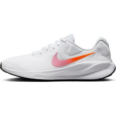Imagem de Nike Tênis de corrida feminino Nike Revolution 7 Road com cadarço, Branco Beyond Rosa Preto Hyper, 38.5 EU
