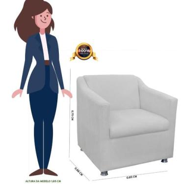 Imagem de Poltrona Decorativa Tilla Suede com Pés Cromados - Fina Mobília, Branc