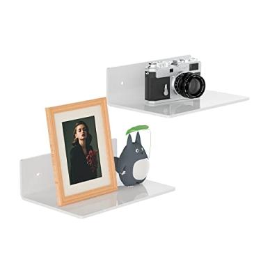 Imagem de Sezanrpt Prateleiras de parede de acrílico de 23 cm, pacote com 2, prateleira flutuante para montagem na parede, bordas de acrílico para bonecos Funko Pop, decoração de casa, sala de estar, sala de