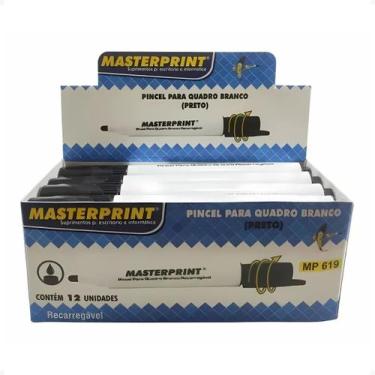 Imagem de Pincel Recarregavel Quadro Branco MP619 Preto Masterprint CX 12un