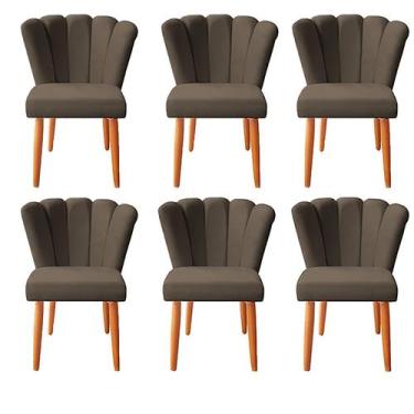 Imagem de kit 6 Cadeiras Sala de Jantar Estofada Reforçada Pétala Suede  - Twdec